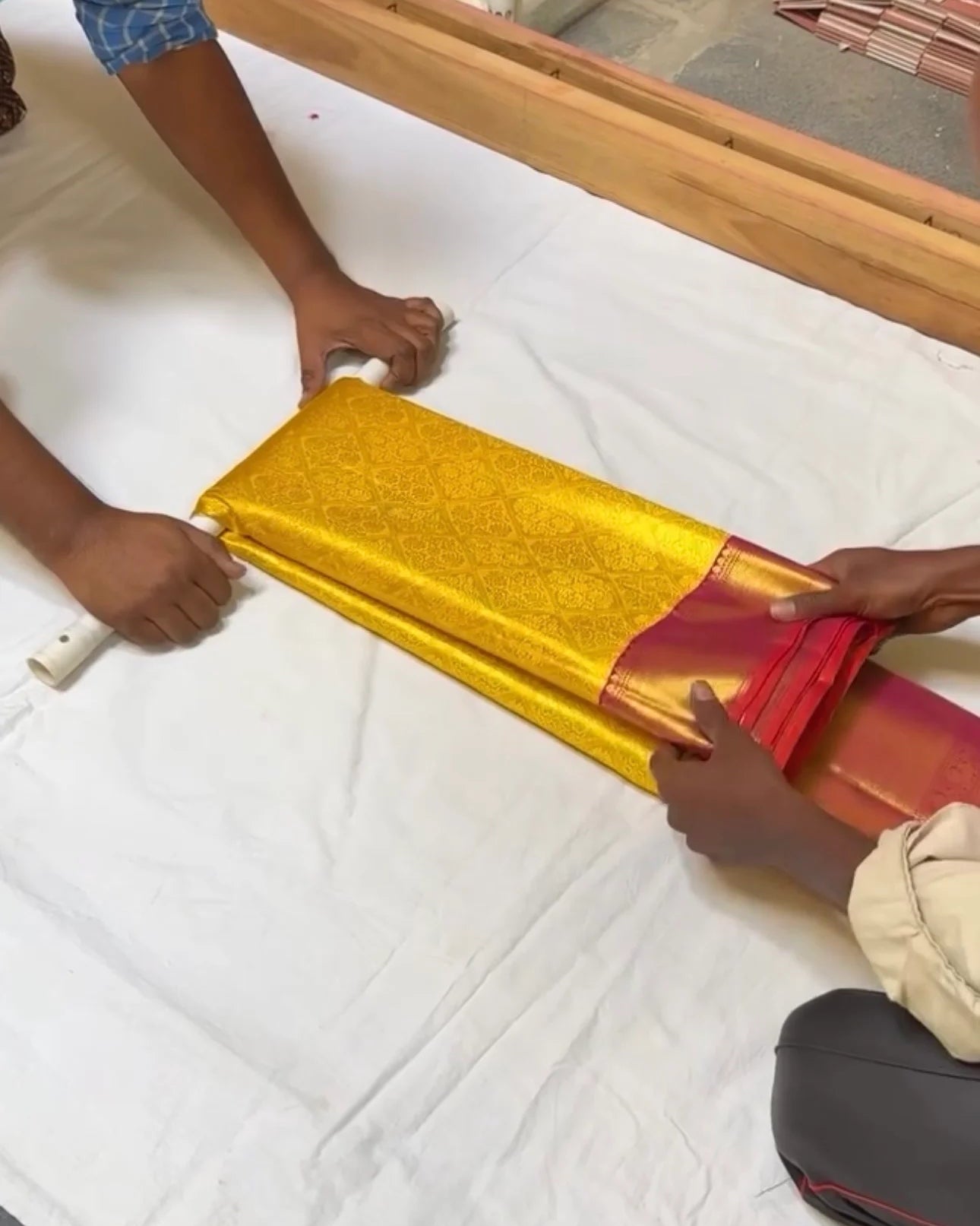 Golden Sun Kanchipuram Silk Saree with Rani Zari Border