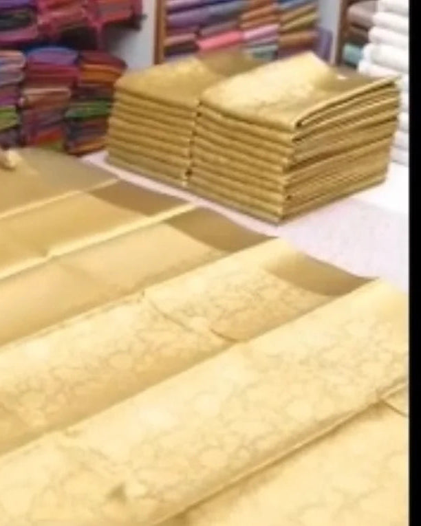 Golden Ivory Temple Silk Saree