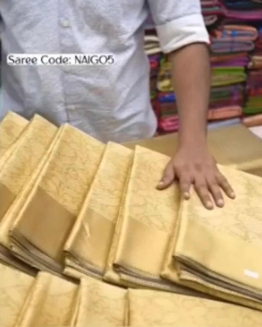 Golden Ivory Temple Silk Saree