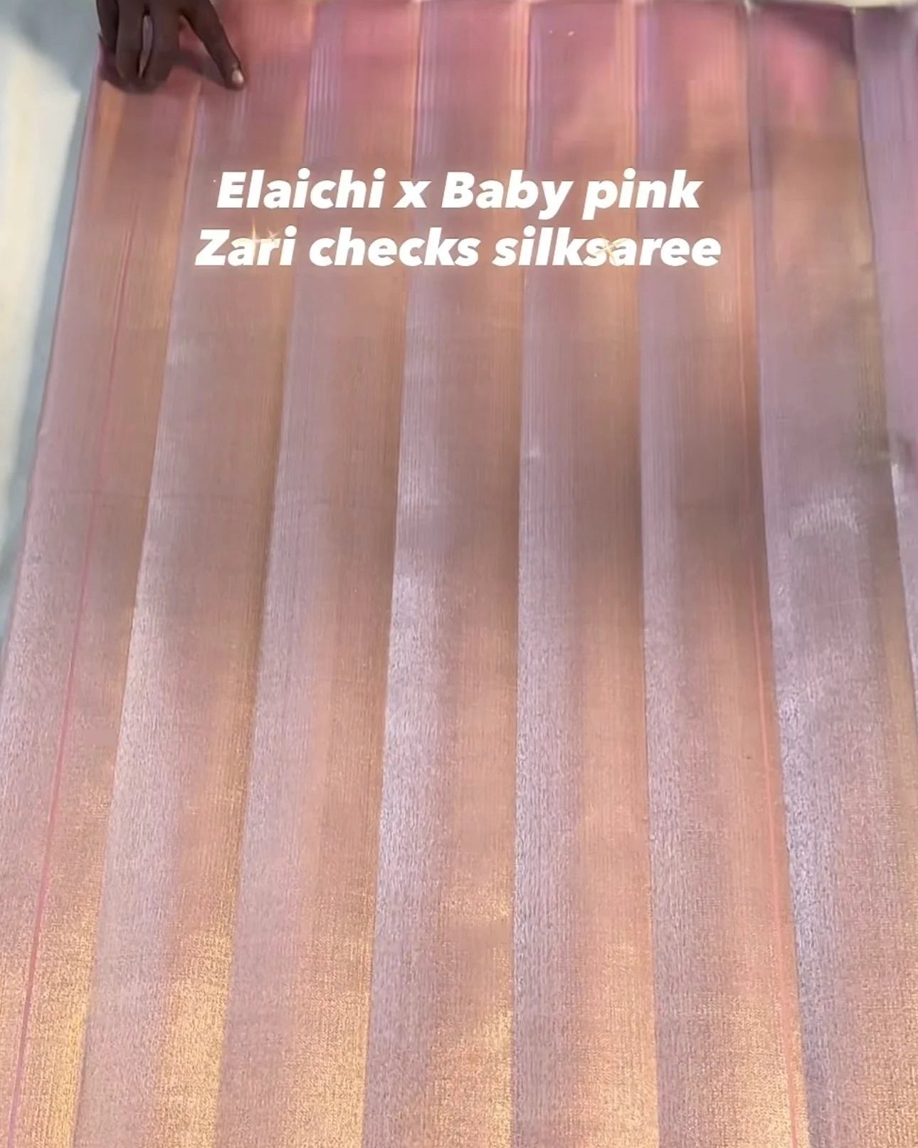 Elaichi Mist with Baby Pink Zari Checks Tissue Silk Saree
