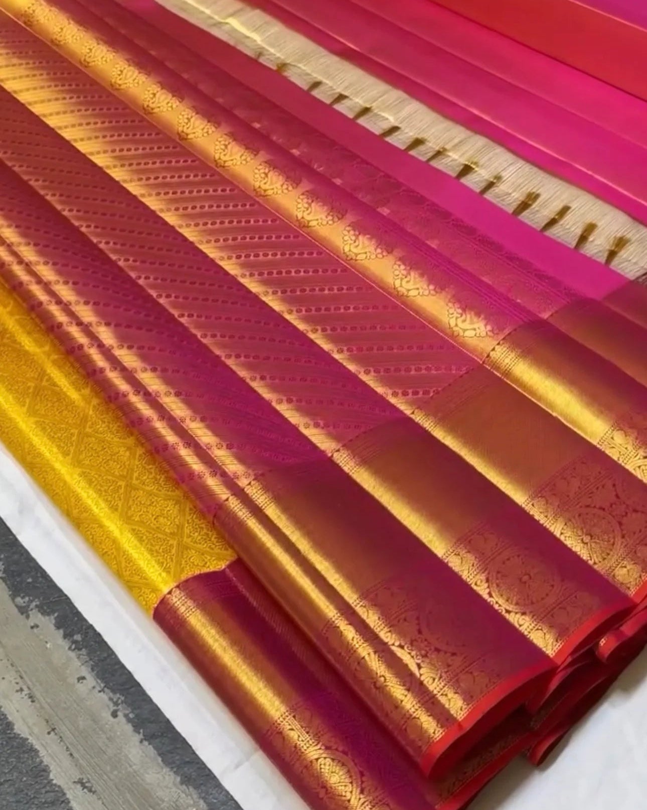 Golden Sun Kanchipuram Silk Saree with Rani Zari Border