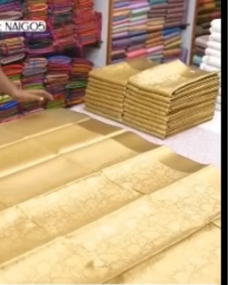 Golden Ivory Temple Silk Saree