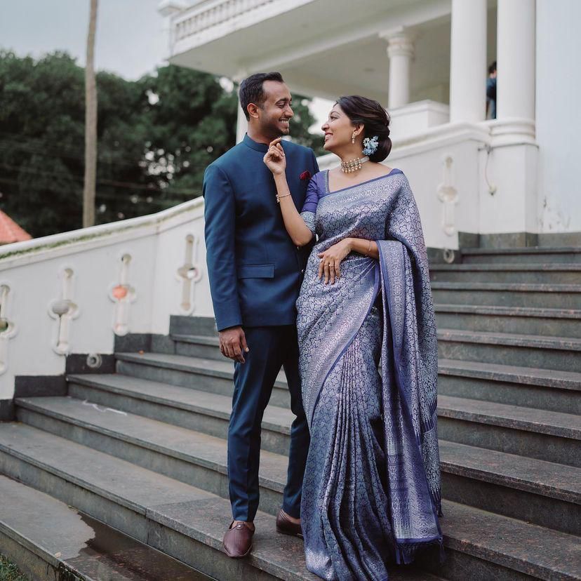 Royal Blue Silk Saree with Intricate Woven Design