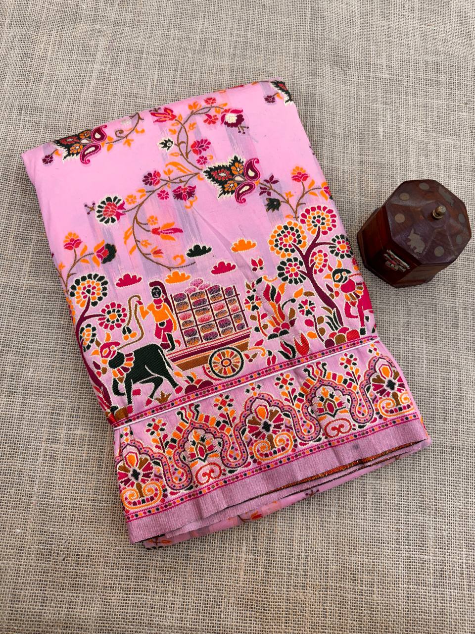 Rajwadi Pashmina Silk Weaving Saree with Kashmiri Pallu