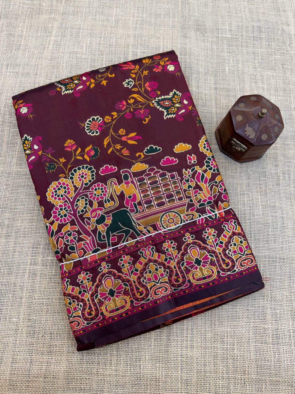 Rajwadi Pashmina Silk Weaving Saree with Kashmiri Pallu