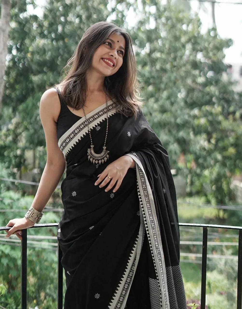Premium Lilan Slab Soft Cotton Saree with Rich Weaving Blouse