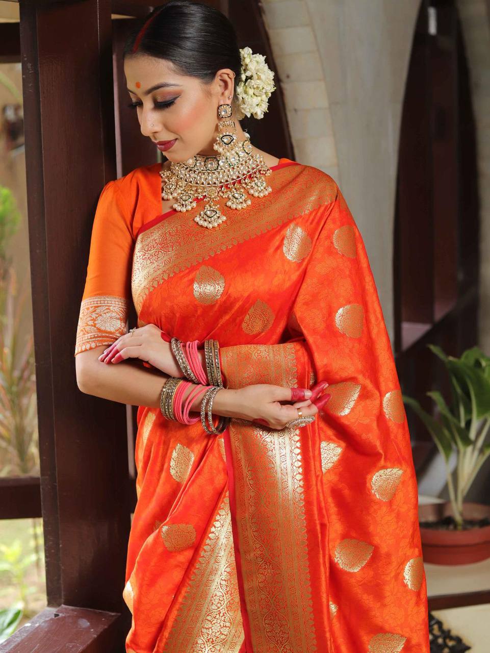 Weightless Saree Made with Organic Banarasi Lichi Silk for Wedding Wear