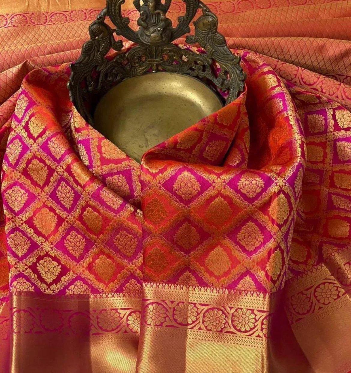 Royal Organic Banarasi Lichi Silk Wedding Saree