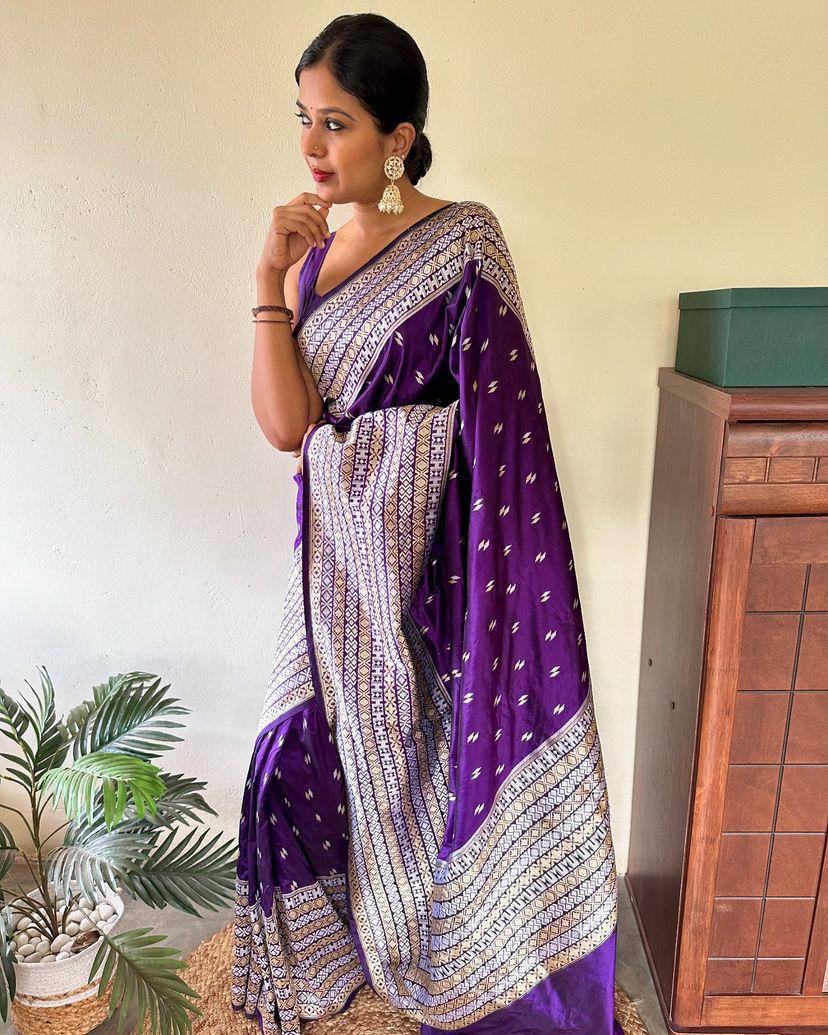 Elegant Organic Banarasi Lichi Silk Wedding Saree
