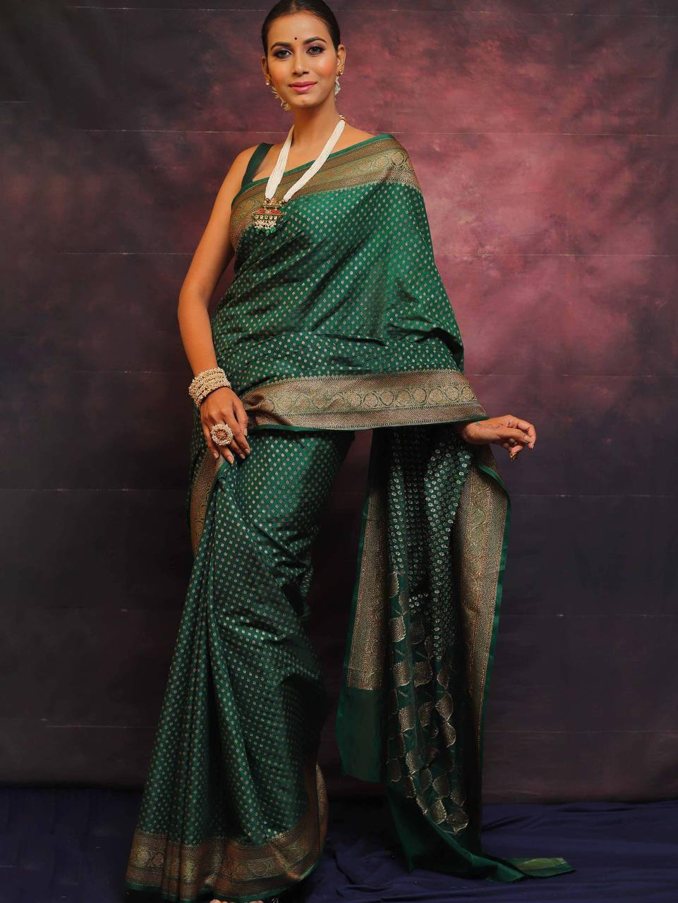 Graceful Organic Banarasi Lichi Silk Wedding Saree