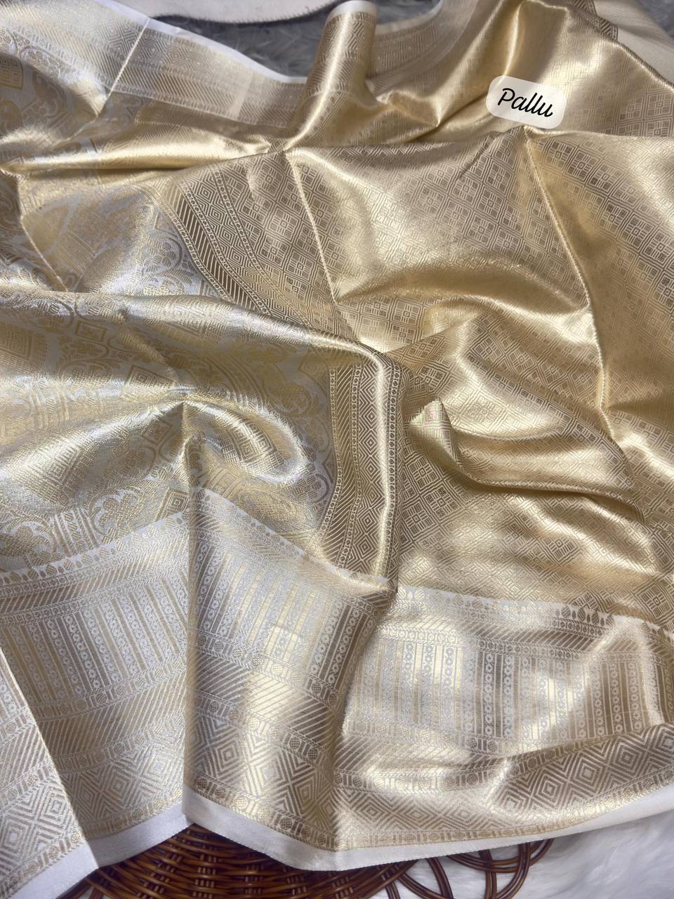 Nayanthara Inspired Banarasi Golden Tissue Zari Silk Saree